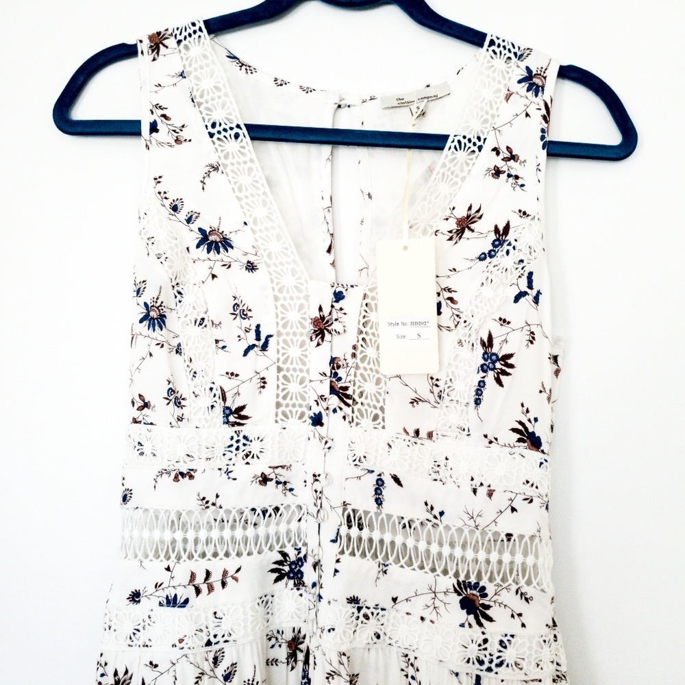 White floral crochet maxi